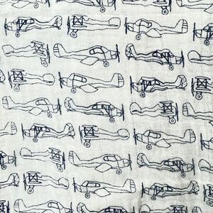 Hudson Baby Swaddle Blanket 46”x 46” Navy Propeller Airplane Cotton Muslin Gift